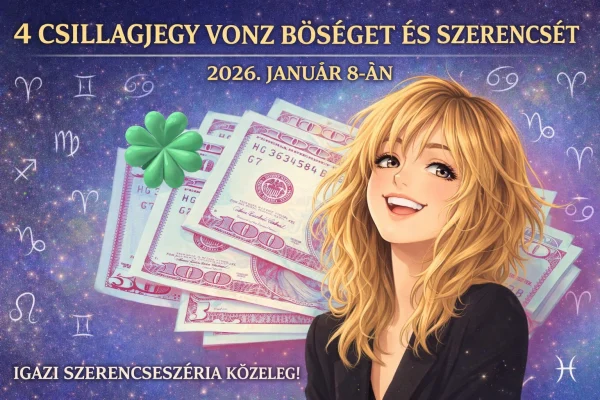 4 csillagjegy, amely jelentős bőséget és szerencsét vonz 2026. január 8-án