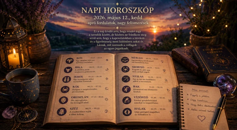 Napi horoszkóp – 2026. május 12., kedd: apró fordulatok, nagy felismerések
