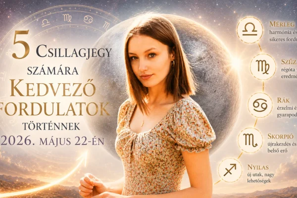 Öt csillagjegy számára kedvező fordulatok történnek 2026. május 22-én