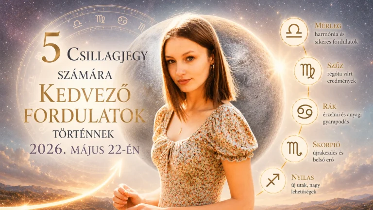 Öt csillagjegy számára kedvező fordulatok történnek 2026. május 22-én