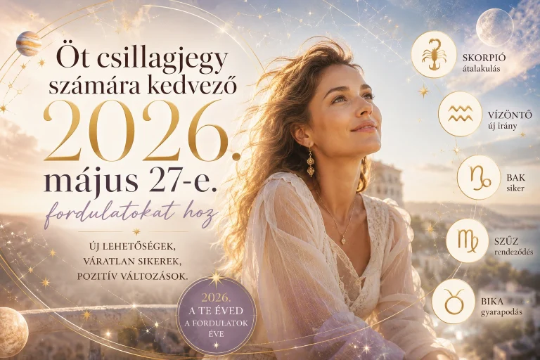 Öt csillagjegy számára kedvező fordulatokat hoz 2026. május 27-e